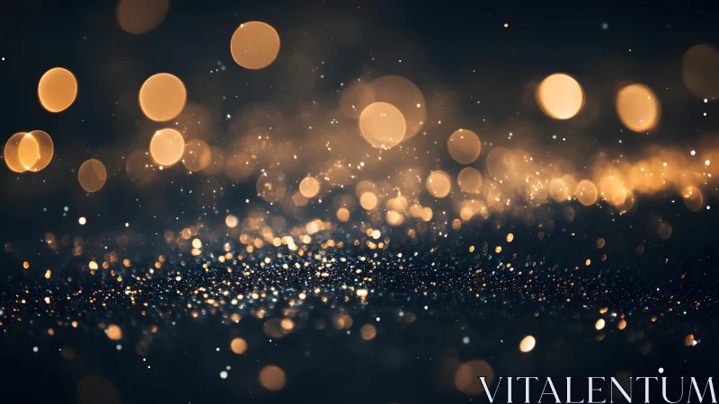 Golden bokeh lights and glitter in soft, dreamy abstract style.