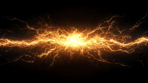 Golden Lightning Surge Across Darkness.
