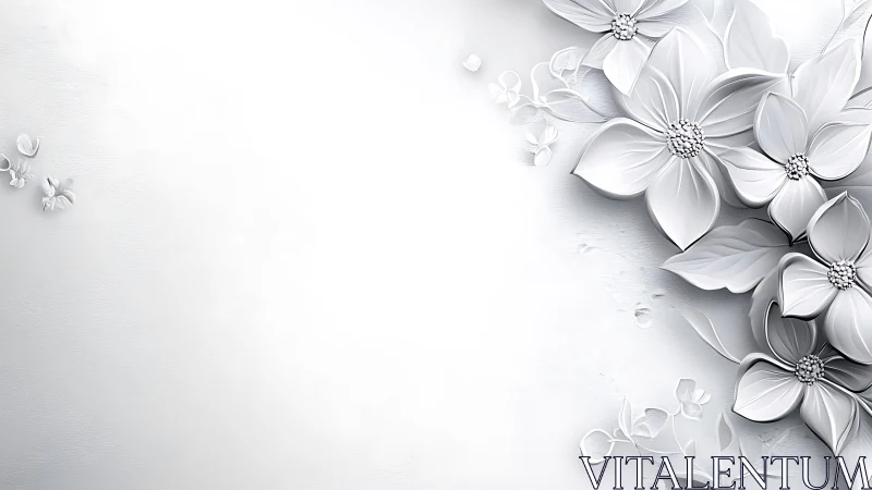 White Floral Background with 3D Decorative Flowers