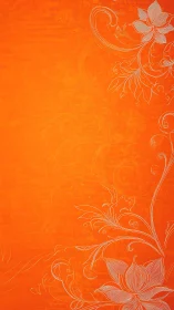 Vibrant Orange Surface With Ornamental Floral Borders and Scrollwork