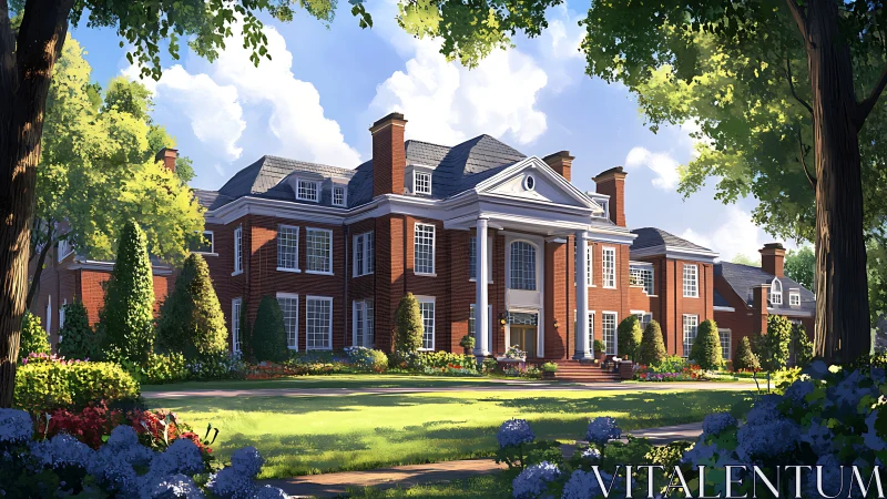 Sunny red-brick mansion nestles in lush, welcoming gardens