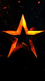 Fiery molten star emblem glows against deep cosmic void.