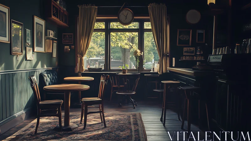 Sunlit caf&eacute; corner welcomes quiet moments and gentle pause