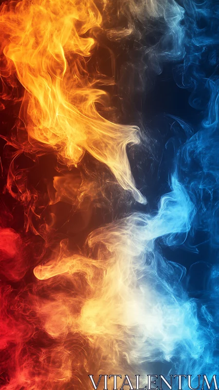 Bilateral flame gradient composition demonstrating warm and cool thermal tones