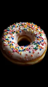 Glazed Sprinkle Donut with Radial Ornamentation.