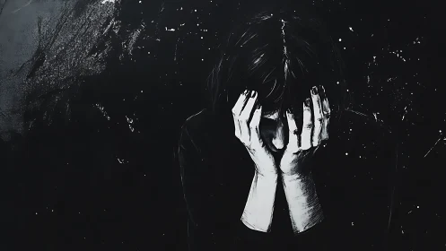 Midnight collapse of a hidden heart, painted in monochrome.