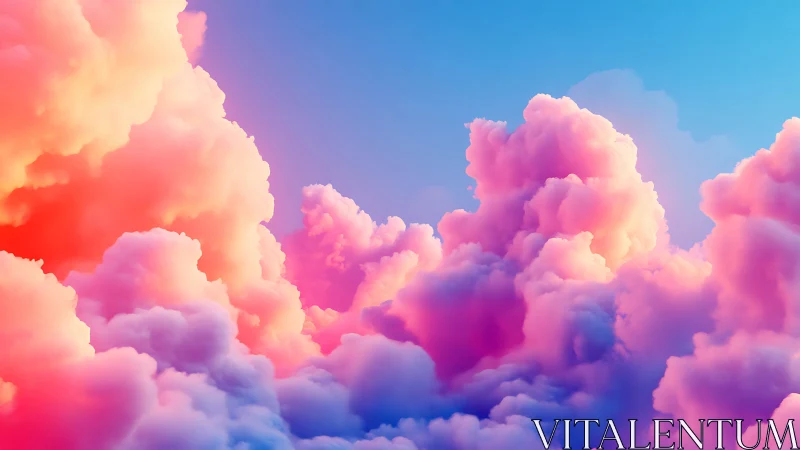 Digital painting of neon pastel cumulonimbus cloudscape study.