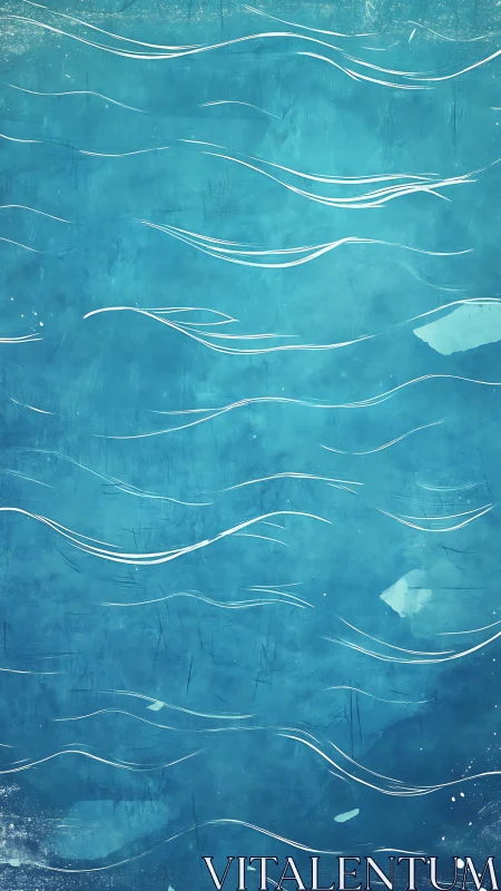 Abstract turquoise water surface with stylized linear ripples