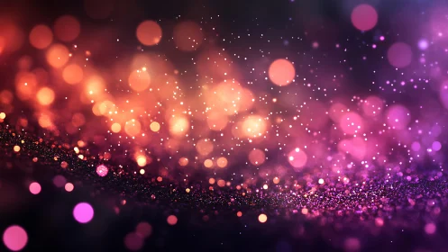 Vibrant bokeh lights with sparkling glitter, digital abstract style.