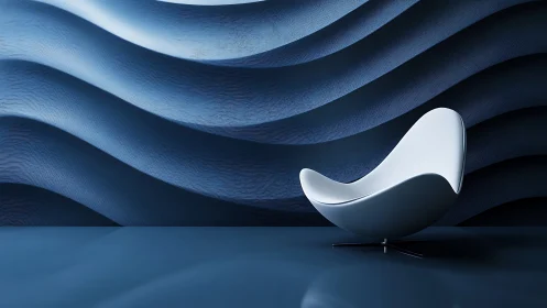 Parametric lounge shell against stratified wave wall backdrop.