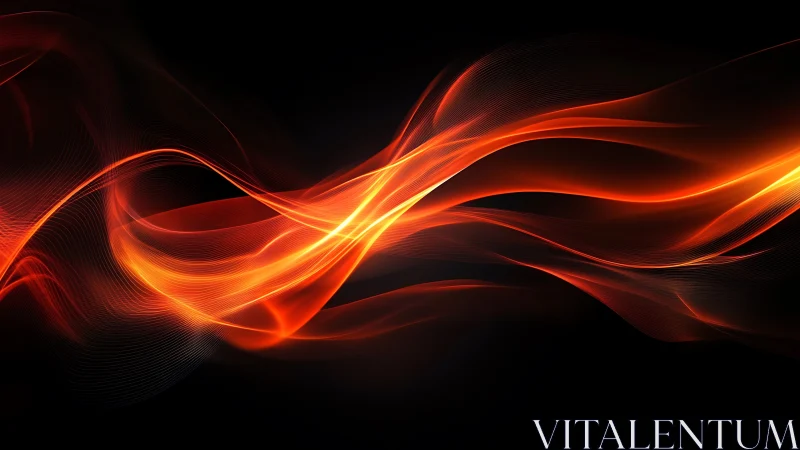 Flowing Luminous Waves - Orange and Red Energy Motion