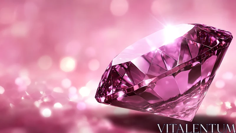 Luminous pink gemstone resting in a dreamy sparkling glow.
