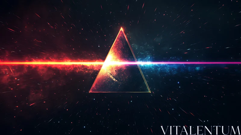 Prismatic void triangle slicing a cosmic neon horizon line.