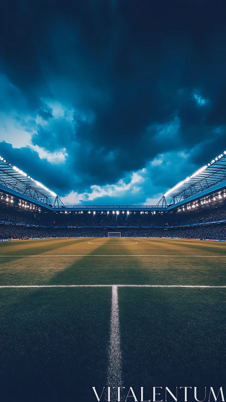 Stormlit stadium exhales calm before the roaring kickoff