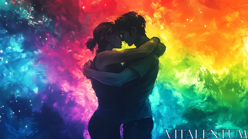 Silhouettes Dancing Through Prismatic Fire and Dreamlight Explosion