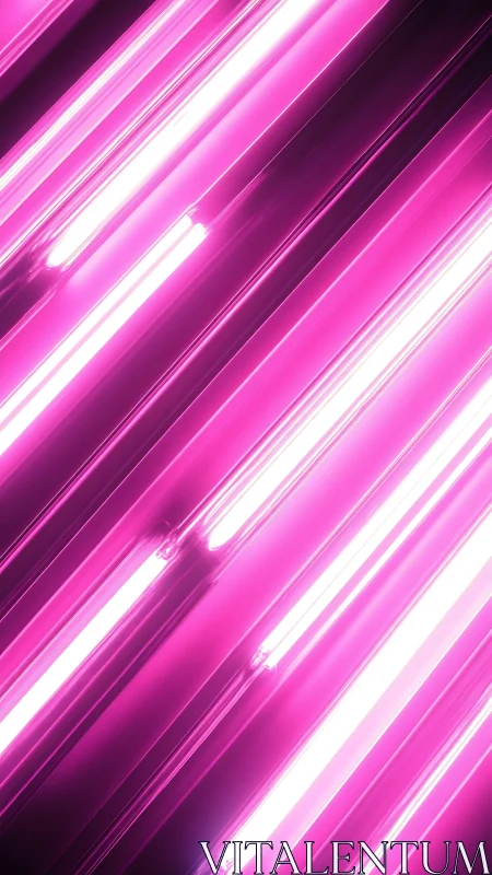 Diagonal neon magenta light beams on glossy surface.
