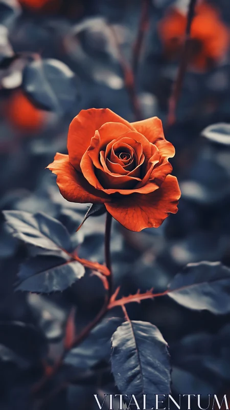 Vibrant Orange Rose in Soft Focus Garden Setting