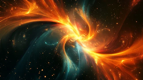 Stellar Firestorm Whirlwinds Dancing in Cosmic Midnight.