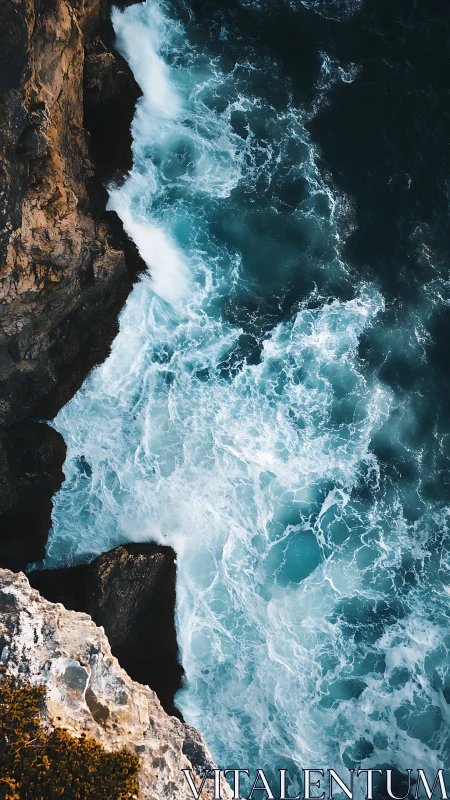 Seafoam thunder collides with rugged cliffside edges.