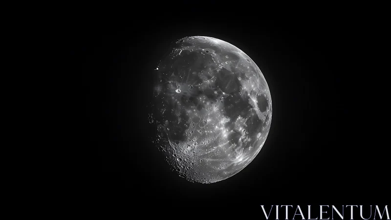 High-contrast lunar gibbous phase reveals cratered topography