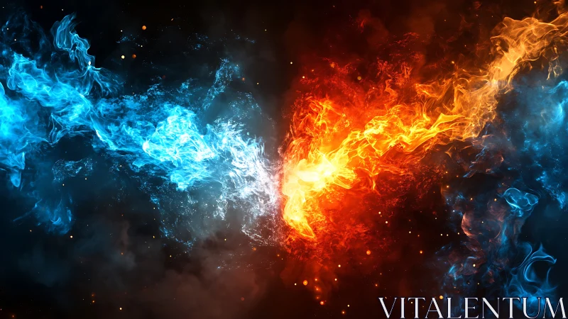 Blue and Red Fire Elements in Dynamic Collision