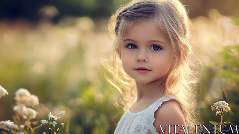 Golden Hour Child Dreams Among Wildflower Whispers