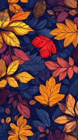 Multicolored autumn leaves form a dense overlapping pattern