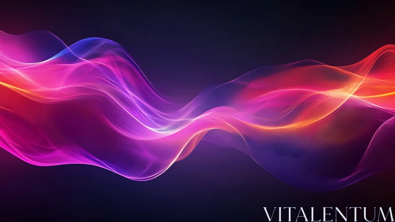 Vibrant neon light waves flow across a dark digital spectrum