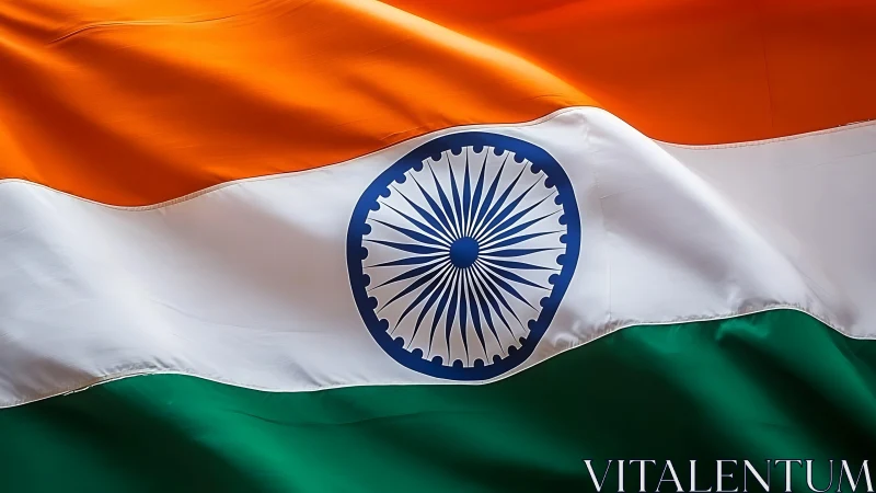 Indian national flag is displayed with visible fabric folds