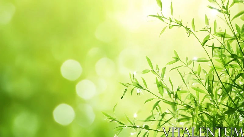 Soft sunlit leaves drifting through a gentle green morning.