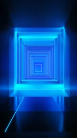 Glowing blue light tunnel inviting you into calm mystery.