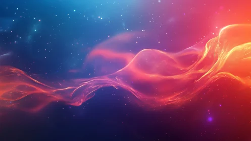 Colored luminous wave structure traverses a dark starfield