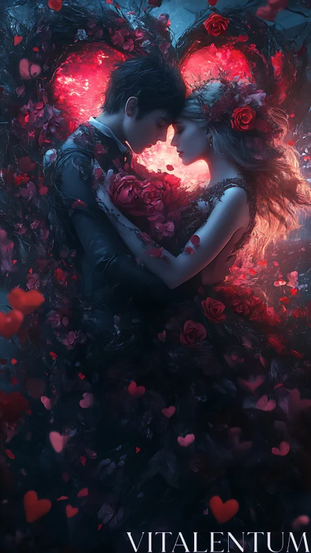 Luminous Love: A Heart's Embrace in Crimson Petals.