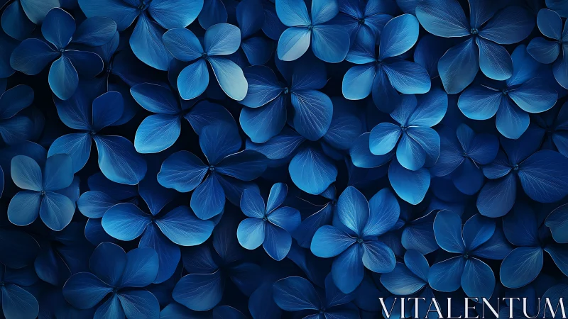 Dense cluster of blue flower petals in uniform arrangement.