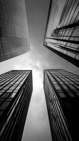 Sky-slicing glass canyons cradle a pale, storm-stilled sun.