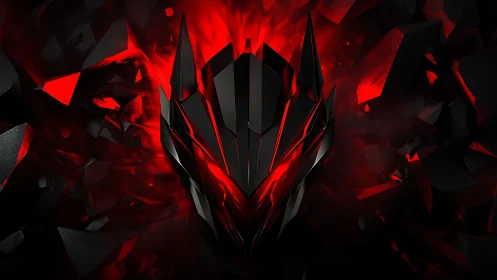Blazing red crystal mask rises from shattered dark shards