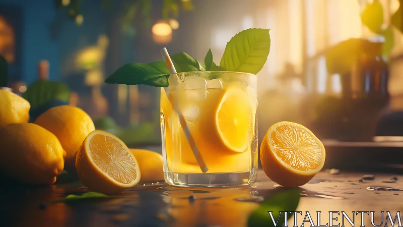 Golden hour lemonade with fresh citrus and mint