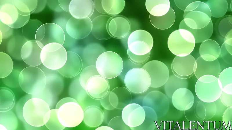 Soft Green Bokeh Background With Abstract Light Circles.