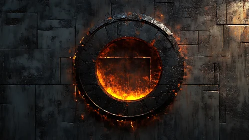 Burning Orb Portal: Molten Energy Erupts Through Dark Stone