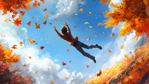 Autumnal freefall dynamics in a skyward rotational perspective.
