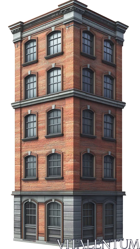 Brick loft corner building with detailed facade rendering.