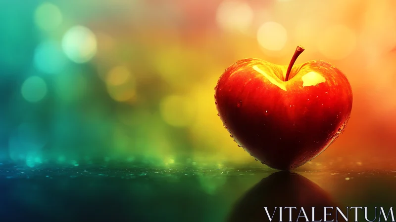 Crimson Sphere Glowing Through Rainbow Dreamscape.