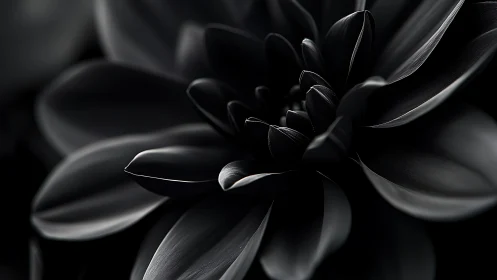Black and white macro photograph of succulent flower petals with dramatic rim lighting.