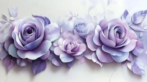 Layered lavender rose cluster with sculpted petal geometry.