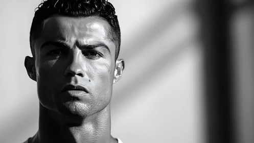 Intense male portrait under hard directional side light.