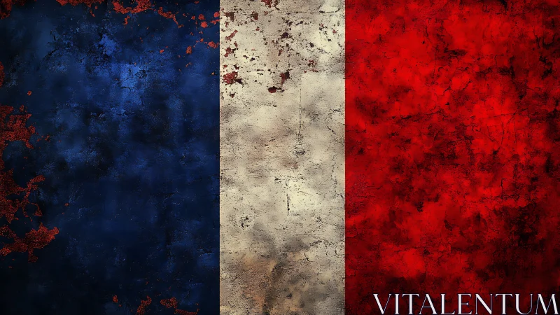 Weathered tricolor flag rendered as textured grunge surface