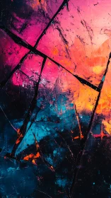 Shattered neon horizon with vivid magenta and cyan fractures.