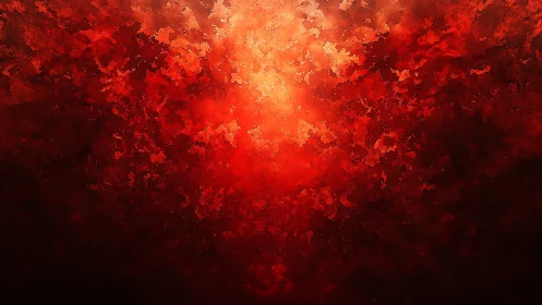 Radiant red nebula cloud glows through dense cosmic haze