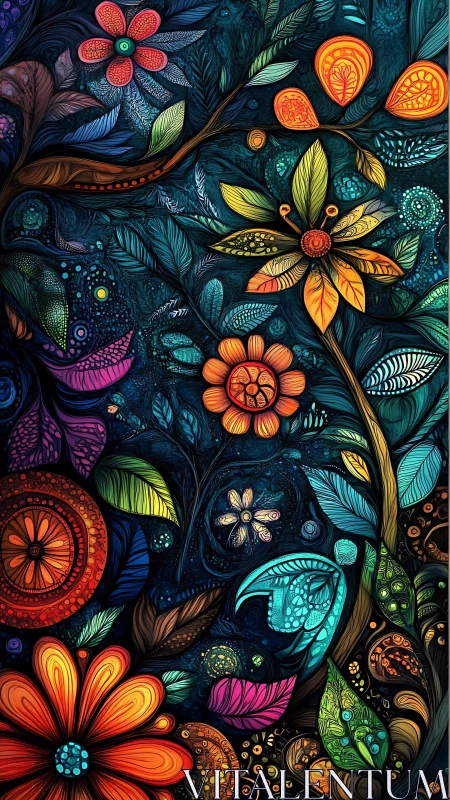 Intricate Fantasy Botanical Garden With Luminous Flowers