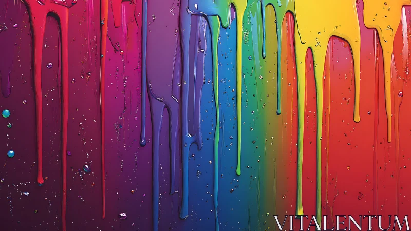 Chromatic rivers of dripping rainbow paint in vivid cascade.